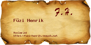Füzi Henrik névjegykártya